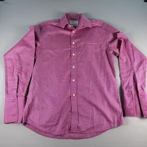 Charles Tyrwhitt Shirt Mens Large 16 35‎ Pink Slim Fit Button Down French Cuffs